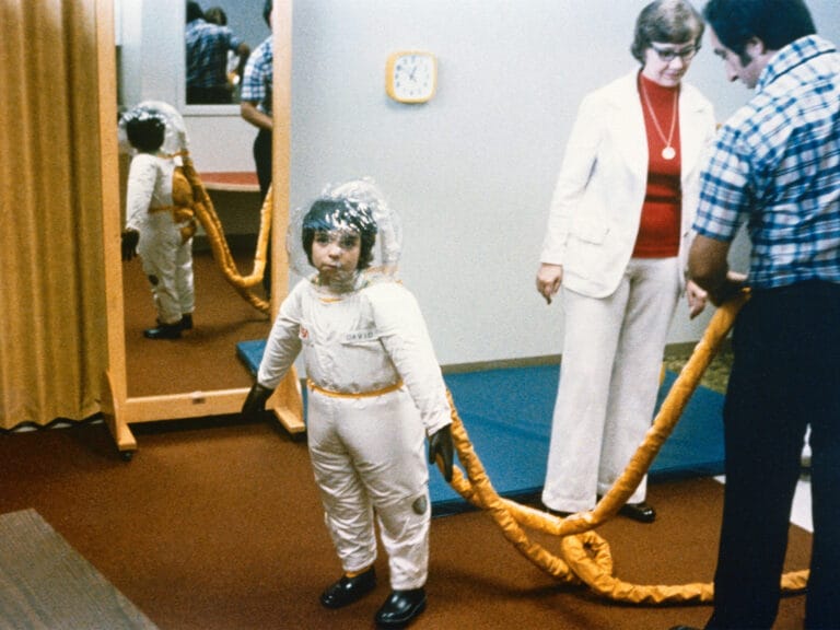 David Vetter from Texas also had SCID and had to live in a sterile environment for most of his life during the 1970s and 1980s. He was known to the media as ‘the boy in the plastic bubble’ and wore a special ‘spacesuit’ to protect him from infections.